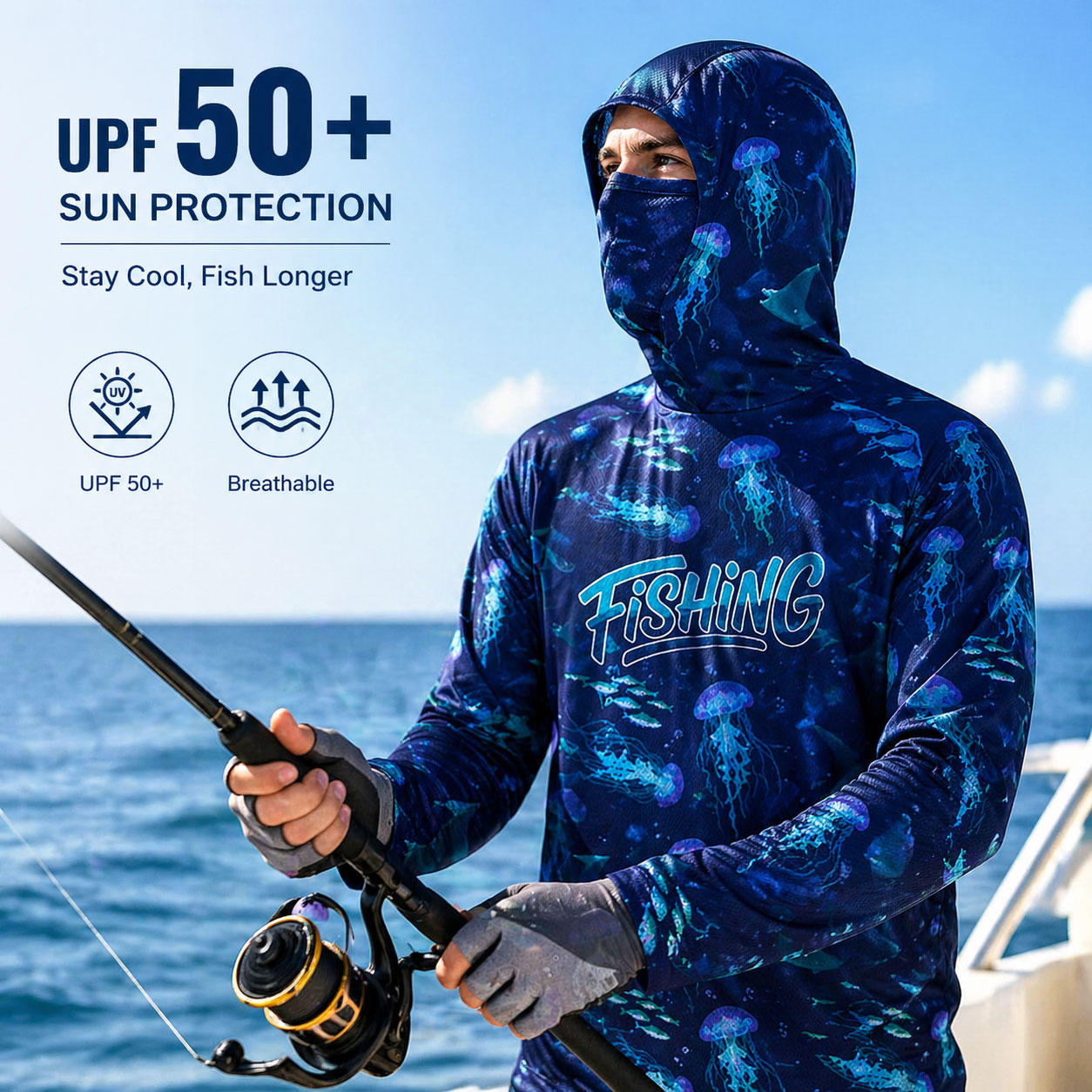 Fishing Hood Riding Tops Wear  - Running Gear Outdoor 评论和价格